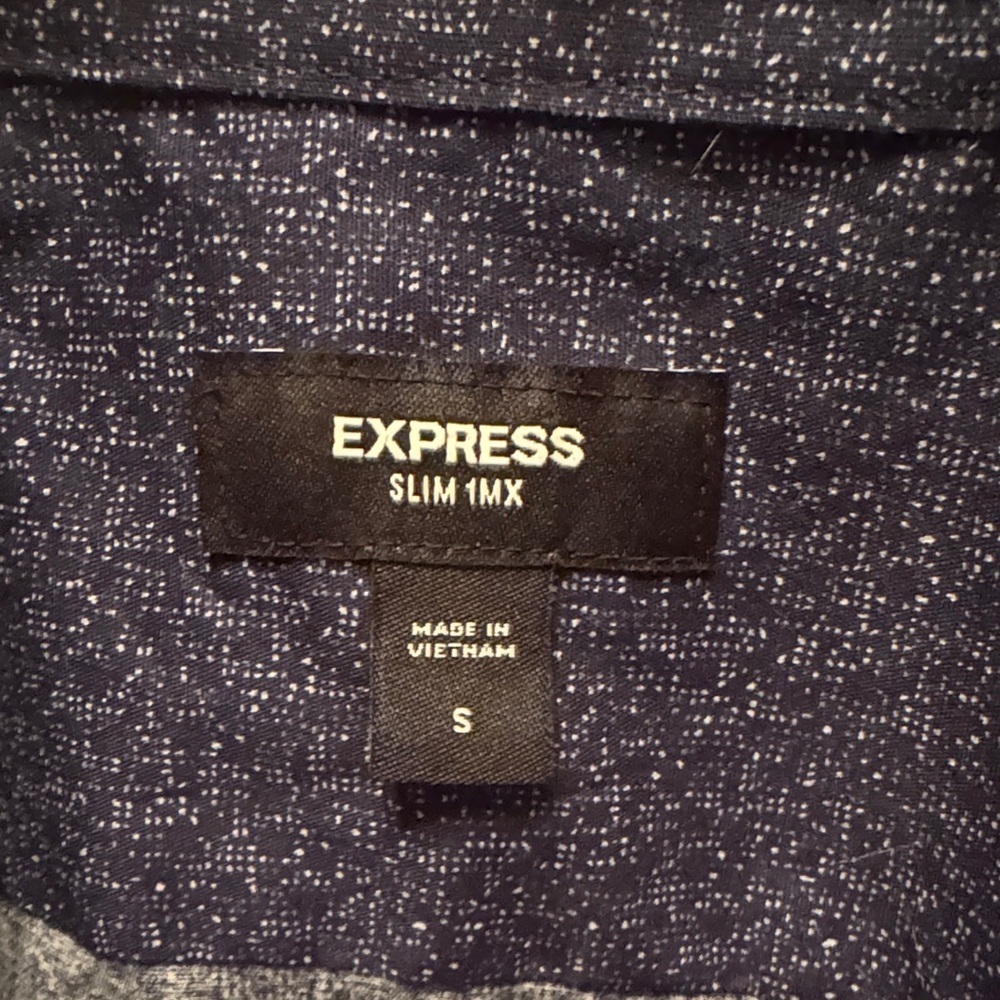 Express Navy Textured Button-Up Shirt / R38 - Picture 3 of 5